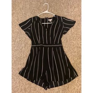 Black and white stripe romper